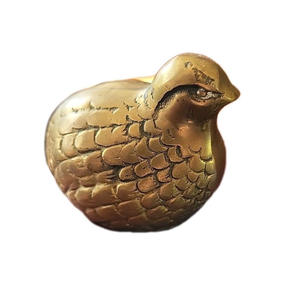 Vintage Solid Bronze Metal Quail Bird Paperweight Tabletop Figurine Art Decor